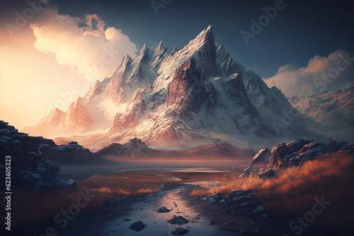Mountain landscape rock high resolution wallpaper ai generated art