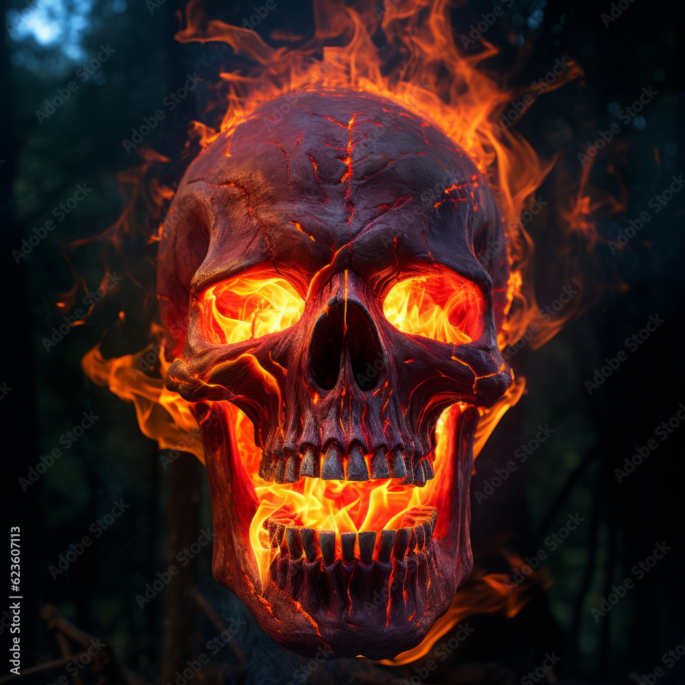 Frightening photo of a burning skull Frightening photo of a burning skull