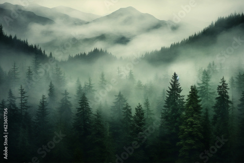 Forest nature fog