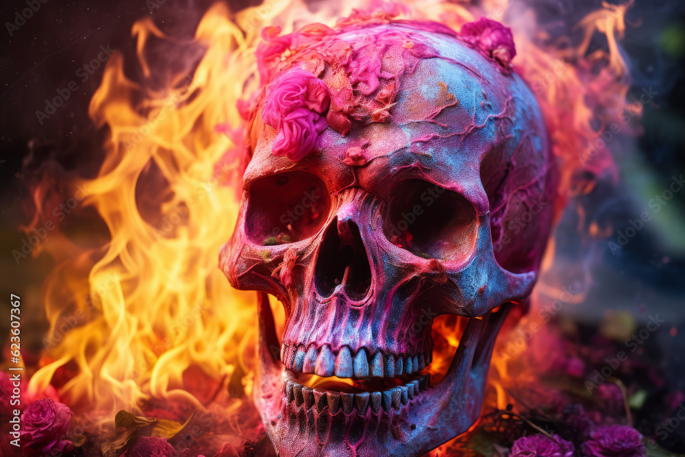 Frightening photo of a burning skull Frightening photo of a burning skull