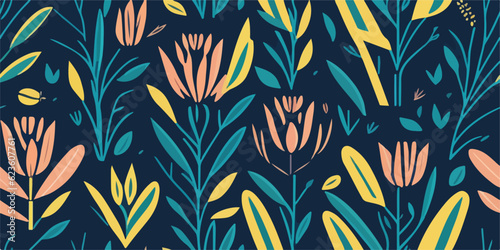 Colorful Paradise, Vector Illustration of Tropical Paradise Tulips