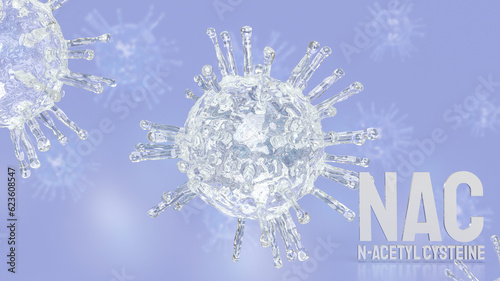 The Nac or n-acetylcysteine on virus background for sci or medicine concept 3d rendering photo