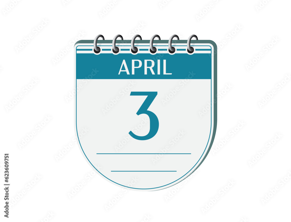 3 april retro events calendar page vector. Old style notebook calendar, date appointment, schedule, business planner, event reminder illustration. Abstract three dimensional vintage style calendar. 3 april retro events calendar page vector. Old style notebook calendar, date appointment, schedule, business planner, event reminder illustration. Abstract three dimensional vintage style calendar.