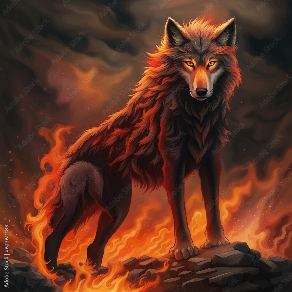 Naklejka premium fire wolf