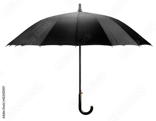 Black color umbrella isolated on white background, Black umbrella on White Background With clipping path.
