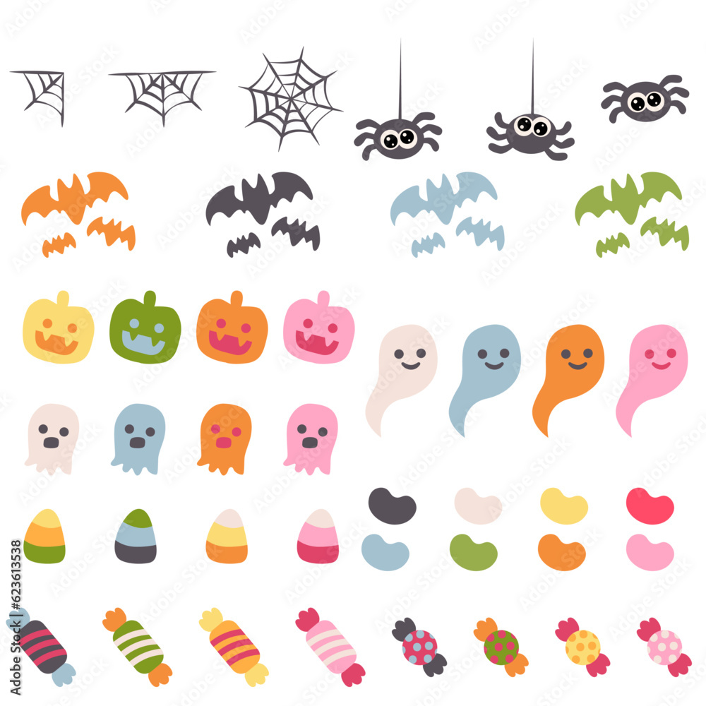 Cute Black Halloween Spider Bats and Candy