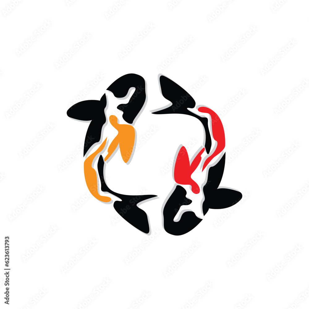 Koi Fish Logo Design, Chinese Lucky And Triumph Ornamental Fish Vector, Company Brand Gold Fish Icon Koi Fish Logo Design, Chinese Lucky And Triumph Ornamental Fish Vector, Company Brand Gold Fish Icon