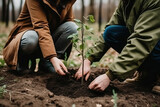 Photo of people planting a tree together