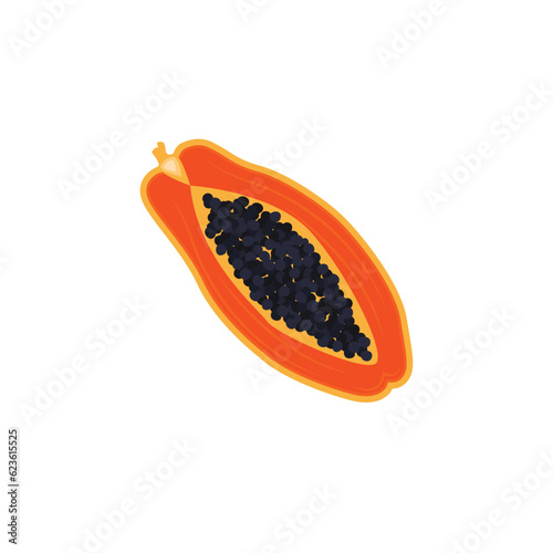 Papaya Logo Design, Vitamin Fruit Vector, Fruit Product Brand Illustration Icon