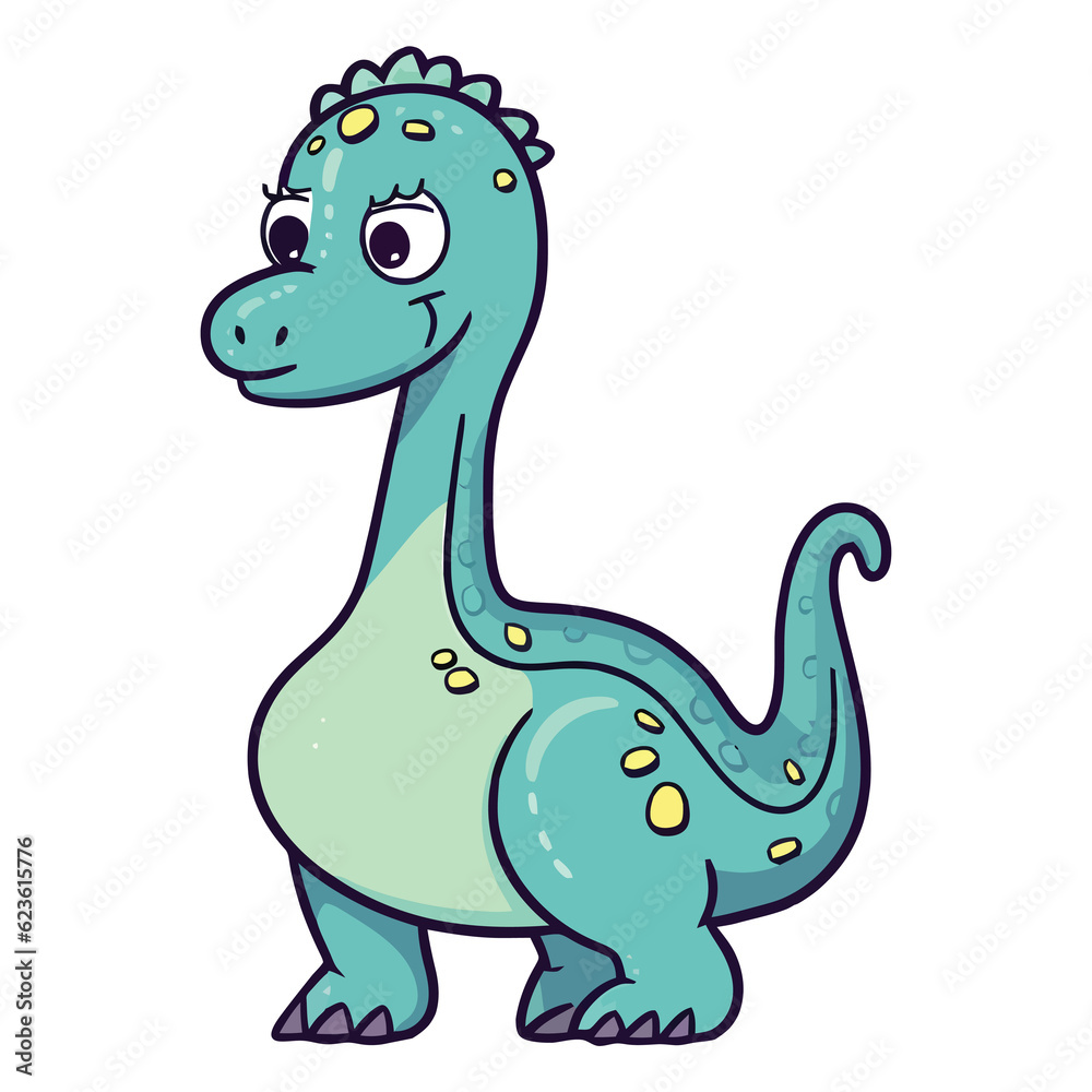 Playful Prehistoric Friend: Cute Brontosaurus Dinosaur Illustration