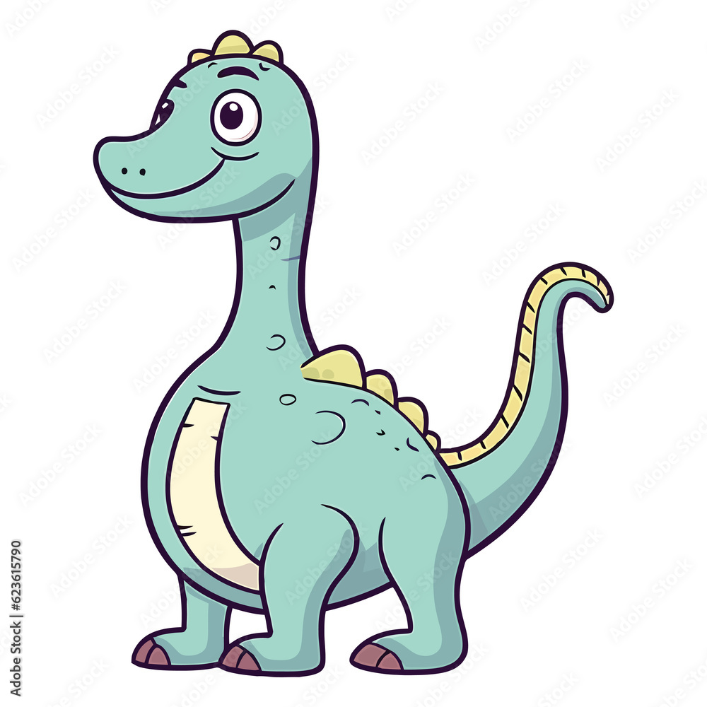 Playful Prehistoric Friend: Cute Brontosaurus Dinosaur Illustration