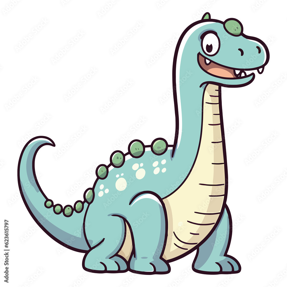 Playful Prehistoric Friend: Cute Brontosaurus Dinosaur Illustration