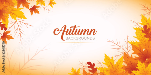 Autumn Leaves Background  Hand Drawn Flat Autumn Background  Maple Leaf Autumn Background