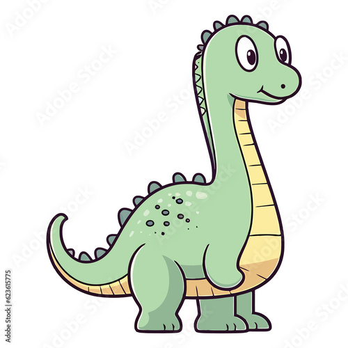 Playful Prehistoric Friend  Cute Brontosaurus Dinosaur Illustration