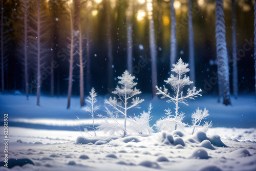 Piękny zimowy krajobraz ze śniegiem pokryte drzewami. Wesołych Świąt i szczęśliwego nowego roku pozdrowienie tła z miejsca.