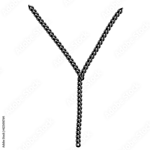 Alphabet letter Y ,zipper isolated on white