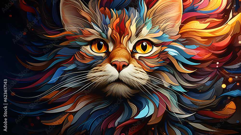Abstract Animalia: A Vibrant Mosaic of Dogs, Cats, and Exotic Creatures, Transformed into Abstract Expressions of Shapes and Colors, Generative AI, Generativ, KI
