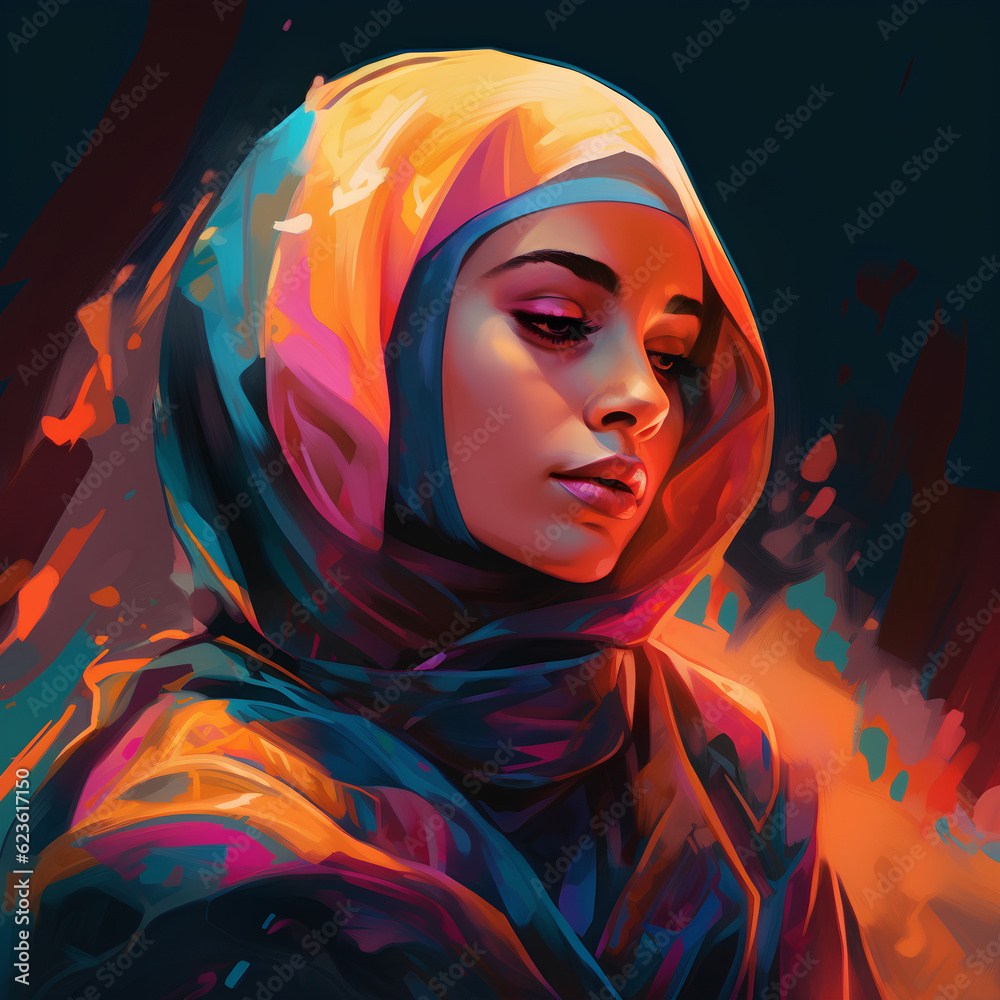 a painting of beautiful muslim woman a painting of beautiful muslim woman