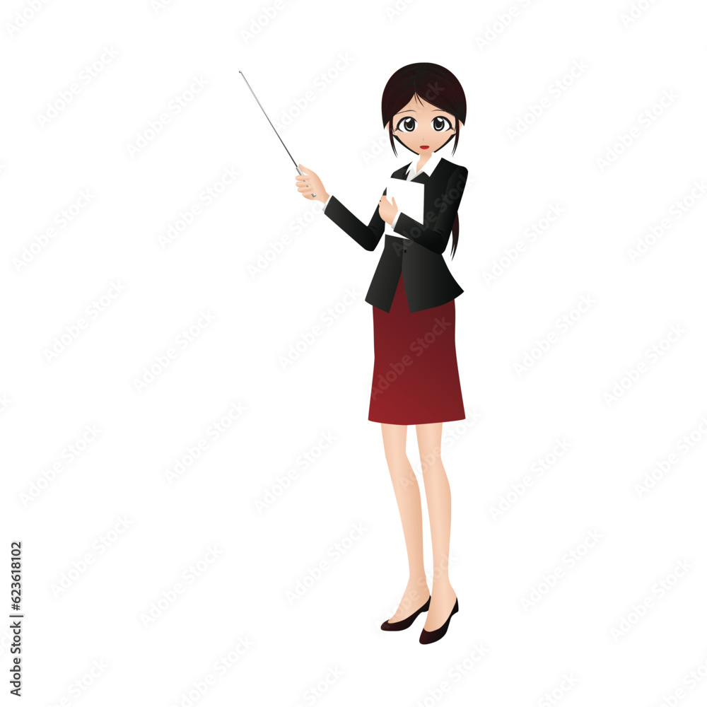 Businesswoman with a pointer over white background. colorful design. vector illustration Businesswoman with a pointer over white background. colorful design. vector illustration