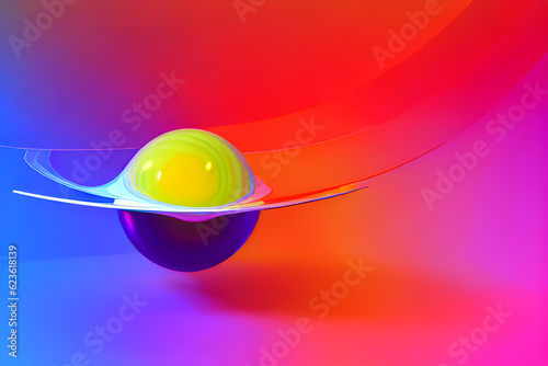 Swoosh of colors. Liquid colors swoosh in a transparent orb. spinning like a tsunami wave. generative AI.