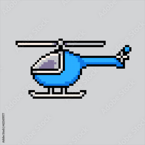 Pixel art illustration Helicopter. Pixelated Helicopter. Chopper Helicopter icon pixelated for the pixel art game and icon for website and video game. old school retro.