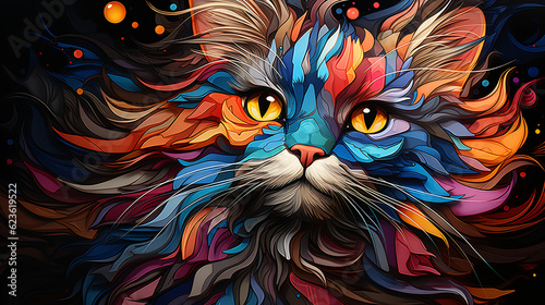Abstract Animalia: A Vibrant Mosaic of Dogs, Cats, and Exotic Creatures, Transformed into Abstract Expressions of Shapes and Colors, Generative AI, Generativ, KI