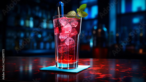 Tasty Hugo with ice cubes served on a table top ultra detailed studio lights on dark background product photo for restaurant generative ai