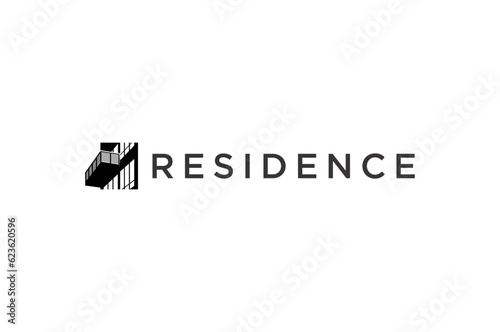 House balcony logo design silhouette terrace apartment icon symbol