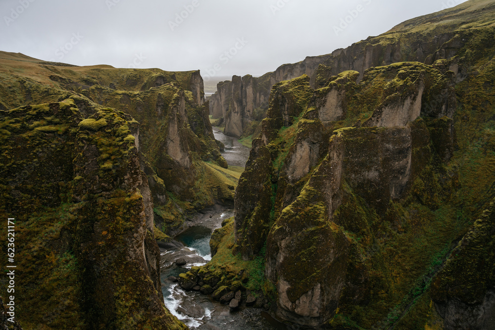 The unique landscape of Fjadrargljufur Canyon in Iceland