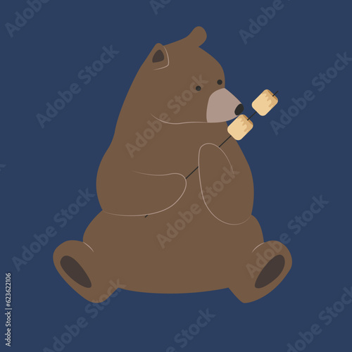 Bear eating marshmallow 