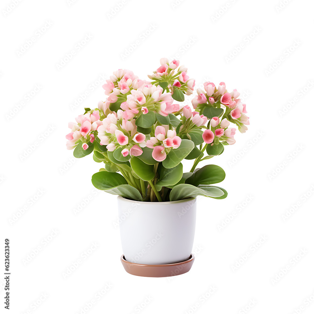 flower in a pot isolated. Pendent Flowered Kalanchoe 
Potted Plant transparent. Kalanchoe ‘Tessa’. minimalist plant pot PNG. Generative AI.