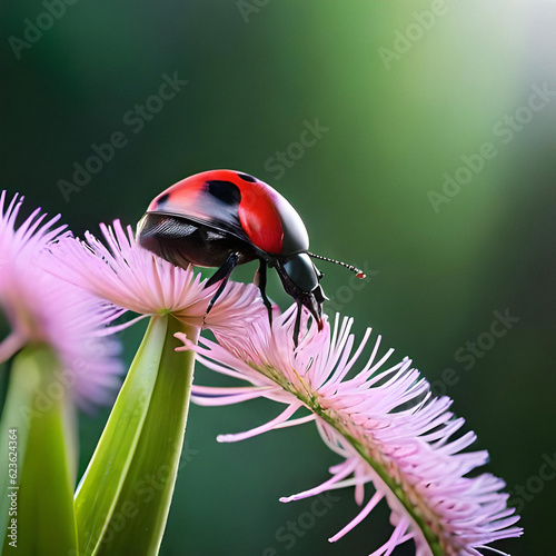 A fancy little red lady bug close up