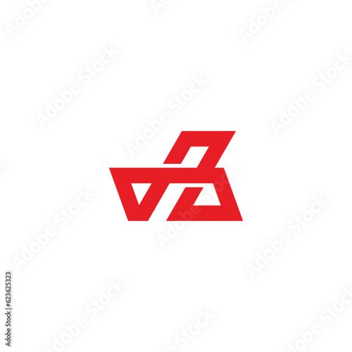 letter ab red line geometric logo vector