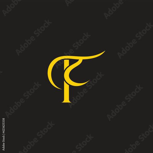 letter ft abstract curves simple logo vector