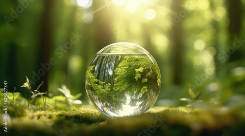 Environmental protection  renewable  sustainable energy sources. Plant growing in the bulb with there are environmental icons all around.Energy-saving and environmental concepts on Earth Day