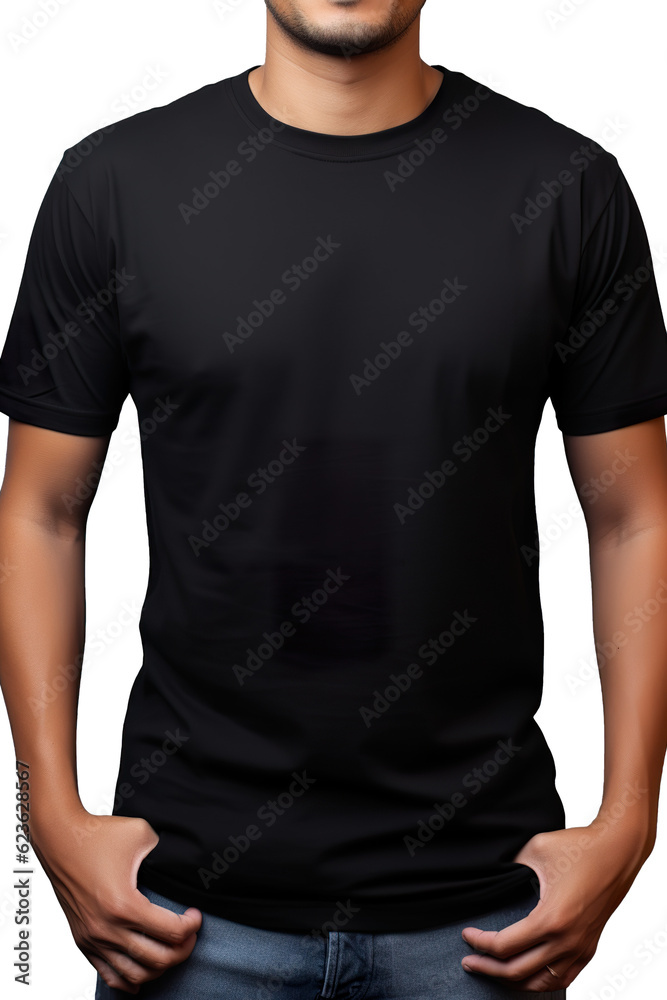 Black t-shirt round neck plain transparent background PNG Black t-shirt round neck plain transparent background PNG
