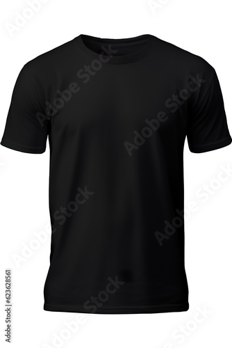 Black t-shirt round neck plain transparent background PNG