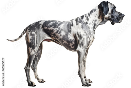 Great Dane, dog, realistic illustration, side view, transparent background, generative ai