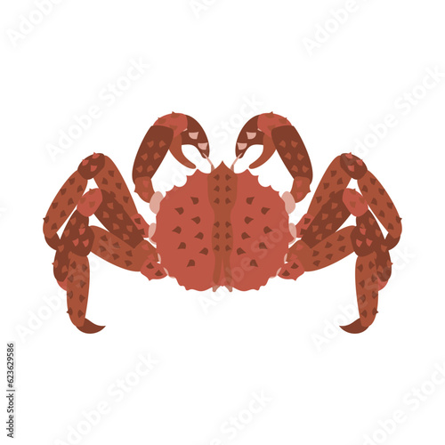 タラバガニ。フラットなベクターイラスト。
Red king crab (alaska king crab). Flat designed vector illustration.