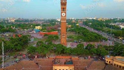 Husainabad Clock Tower and Bada Imambara India Architecture view from drone  photo