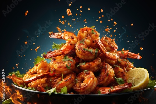 grilled shrimp with splashed sauce