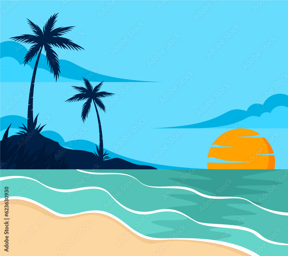 summer beach background vector illustration view landscape