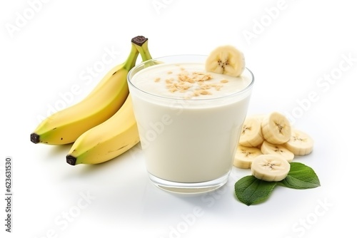  Smoothie banana fruits yogurt isolated on white background PNG