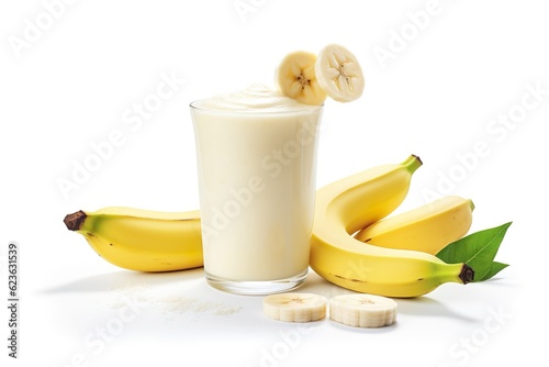  Smoothie banana fruits yogurt isolated on white background PNG