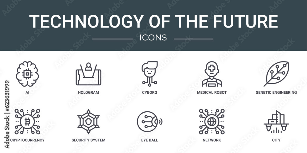 set of 10 outline web technology of the future icons such as ai ...