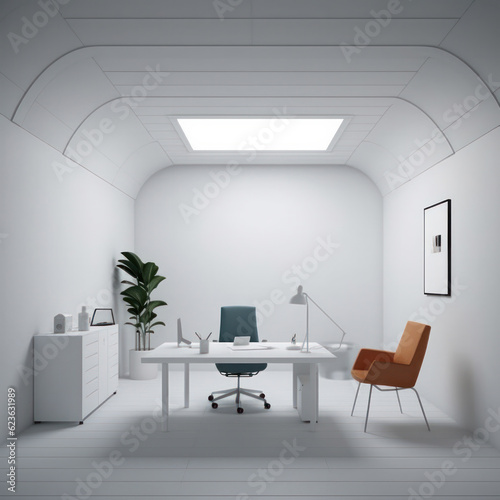 Contemporary Workspace: A Minimalist Office Setup Perfect for Modern Professionals,Ai generative