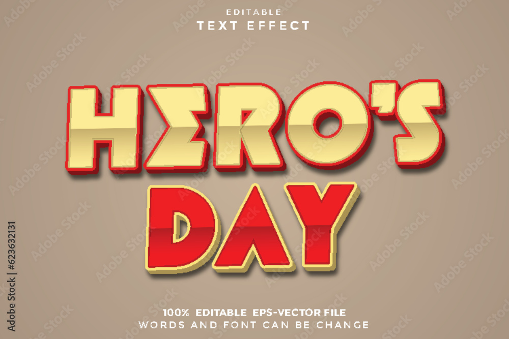 Hero's Day Editable Text Effect 3D Flat Gradient