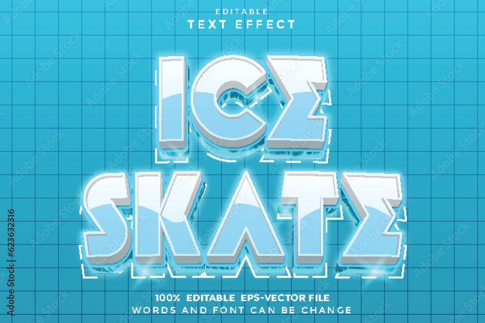Fotografia Ice Skate Editable Text Effect 3D Modern Style