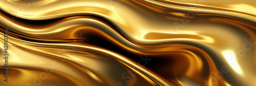 Abstract liquid background with metal golden waves.