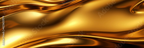 Abstract liquid background with metal golden waves.